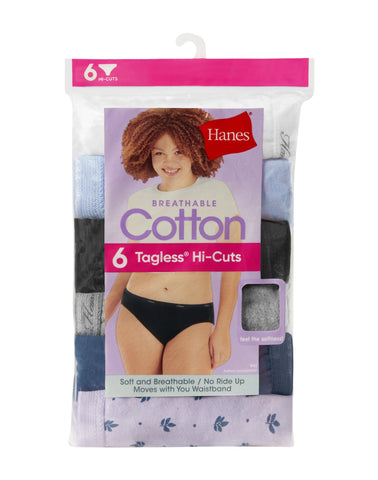 Hanes Cool Comfort Women's Cotton Hi-Cut Underwear, 6-Pack