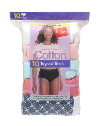 Hanes Women's Cotton Assorted Briefs 10-Pack