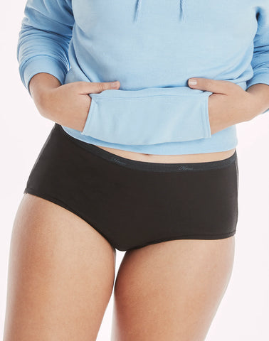 Hanes Women's Breathable Cotton Brief Underwear, Black, 10-Pack