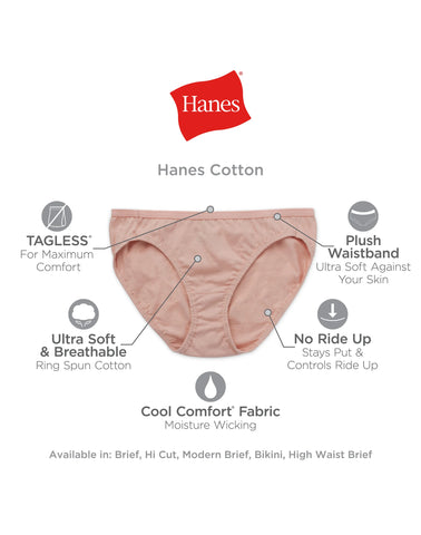 Hanes Women's Cotton Bikini Underwear, Cool Comfort, 10-Pack