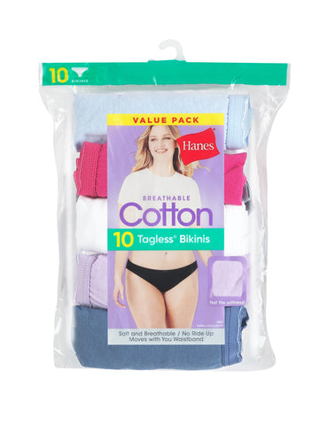 Hanes Women's Cotton Bikini Underwear, Cool Comfort, 10-Pack