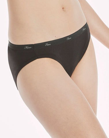 Hanes Women's Breathable Cotton Bikini Underwear, Black, 10-Pack