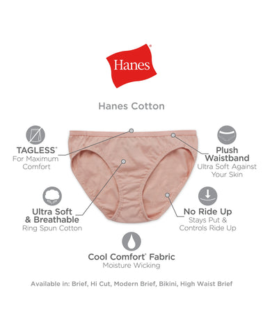 Hanes Women's Breathable Cotton Hi-Cut Underwear, Black, 10-Pack
