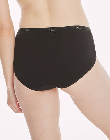 Hanes Women's Breathable Cotton Hi-Cut Underwear, Black, 10-Pack