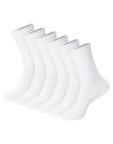 Hanes Unisex Plain White Socks Pack, 6 Pairs, Crew Socks