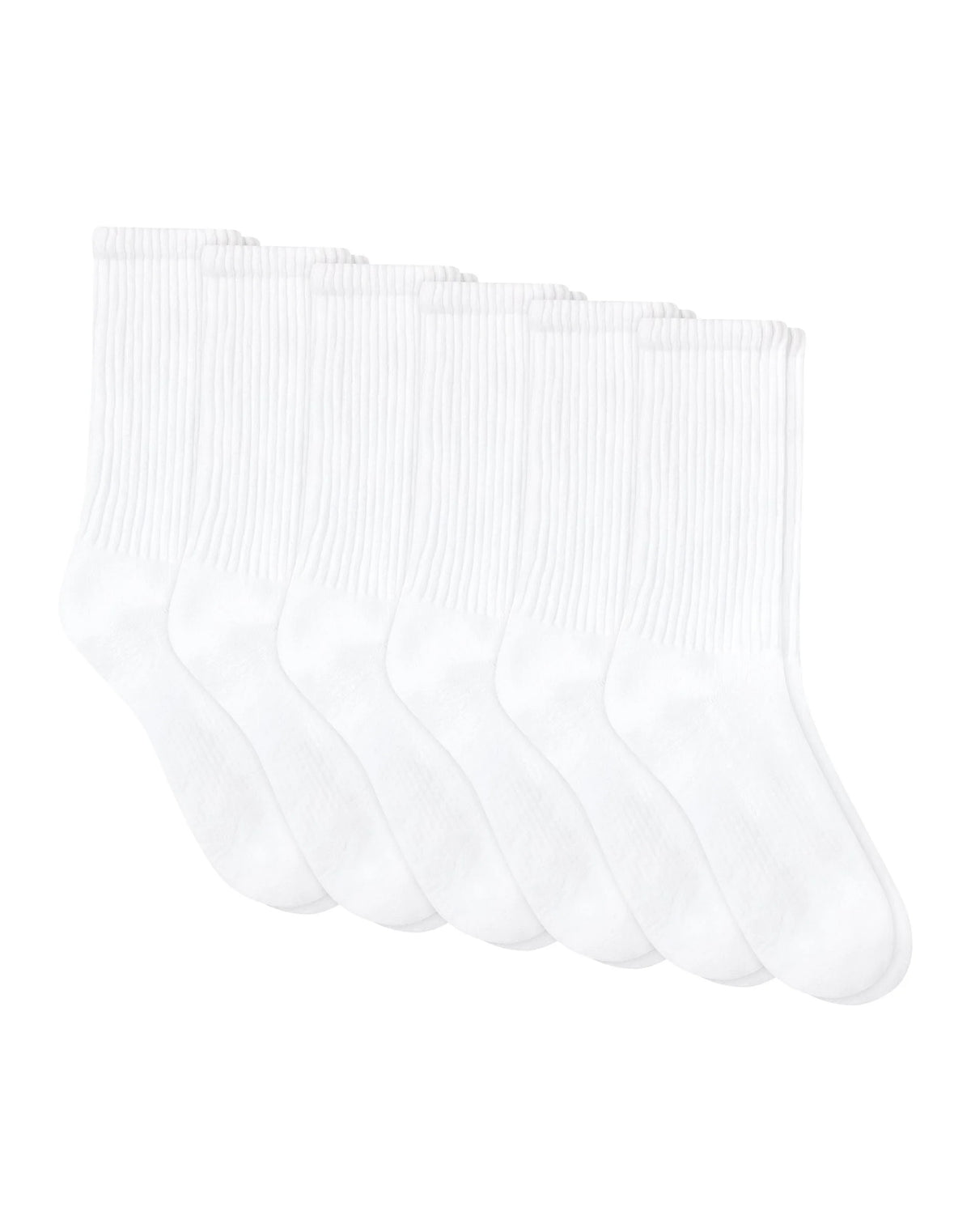 Hanes Unisex Plain White Socks Pack, 6 Pairs, Crew Socks