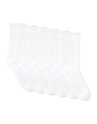 Hanes Unisex Plain White Socks Pack, 6 Pairs, Crew Socks