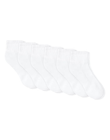 Hanes Unisex Plain White Socks Pack, 6 Pairs, Ankle Socks