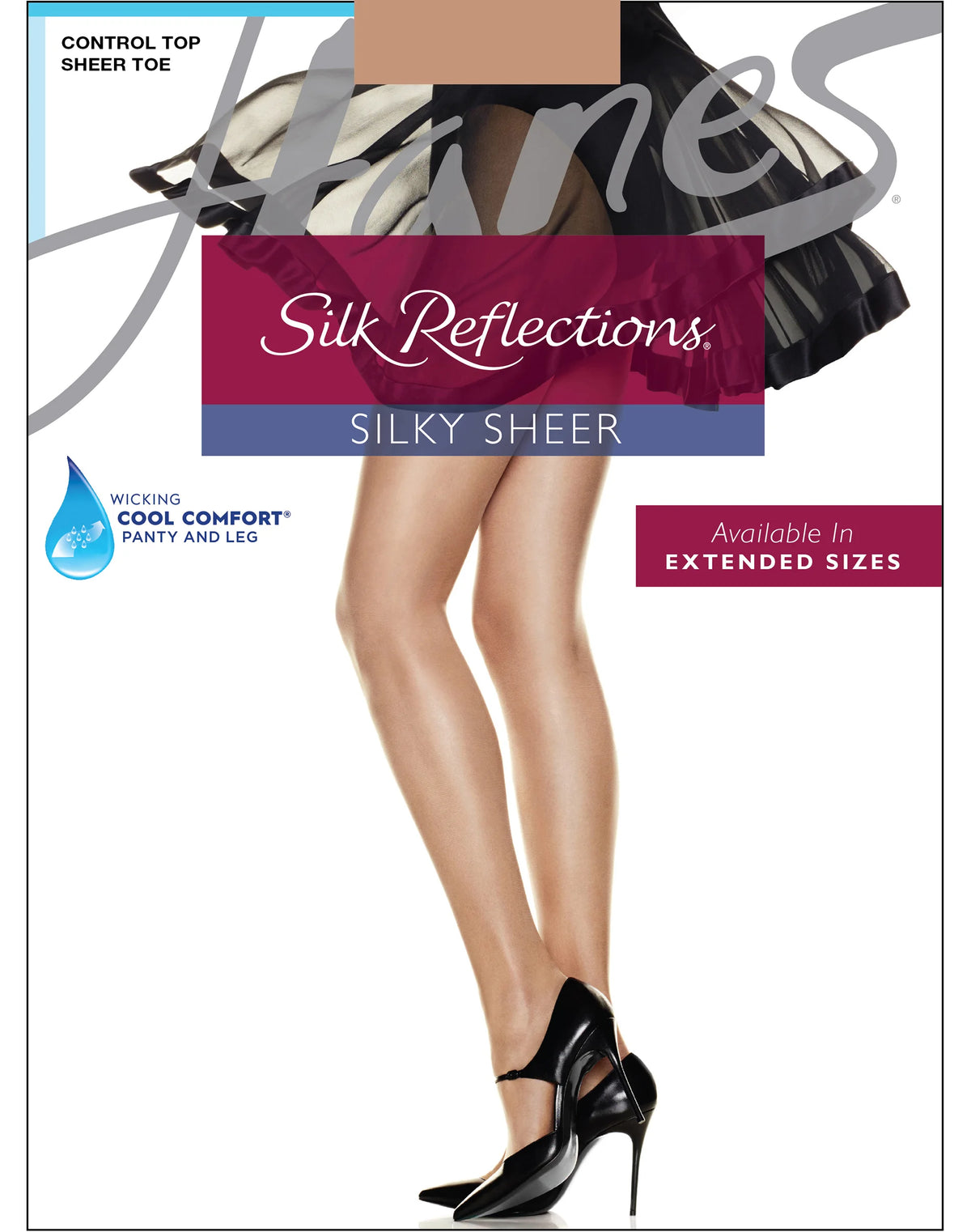 Hanes Silk Reflections Control Top Pantyhose with Sheer Toe
