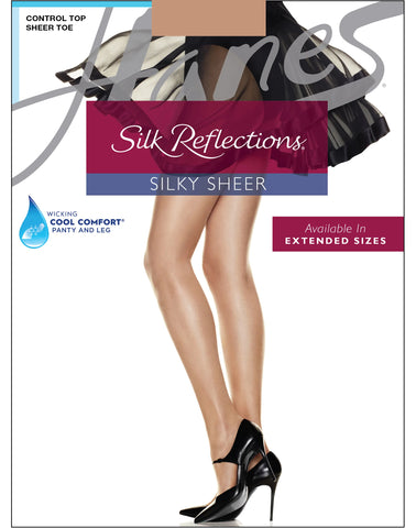 Hanes Silk Reflections Control Top Pantyhose with Sheer Toe