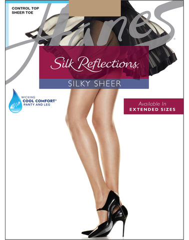 Hanes Silk Reflections Control Top Pantyhose with Sheer Toe