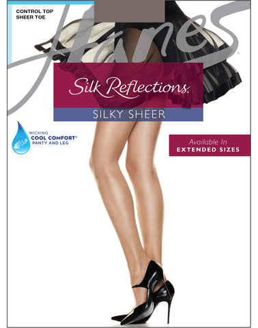 Hanes Silk Reflections Control Top Pantyhose with Sheer Toe