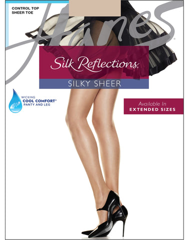 Hanes Silk Reflections Control Top Pantyhose with Sheer Toe