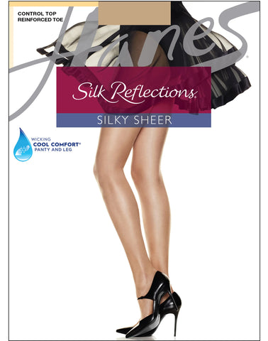 Hanes Silk Reflections Control Top Pantyhose with Reinforced Toe