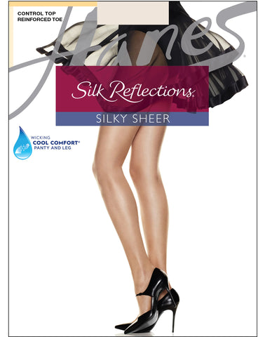 Hanes Silk Reflections Control Top Pantyhose with Reinforced Toe