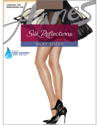 Hanes Silk Reflections Control Top Pantyhose with Reinforced Toe