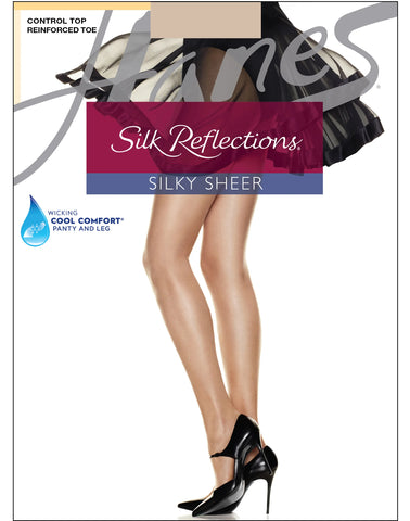 Hanes Silk Reflections Control Top Pantyhose with Reinforced Toe