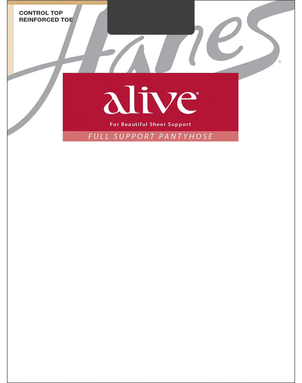 Hanes Alive Full Support Pantyhose with Control Top, Reinforced Toe