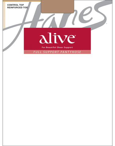 Hanes Alive Full Support Pantyhose with Control Top, Reinforced Toe