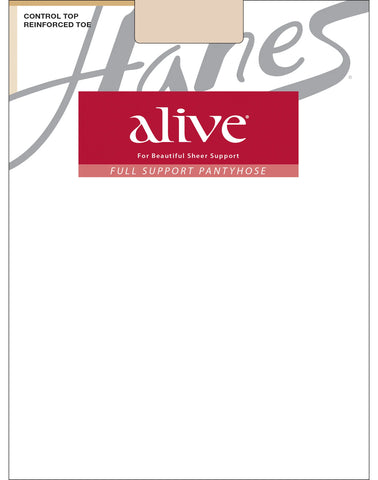 Hanes Alive Full Support Pantyhose with Control Top, Reinforced Toe