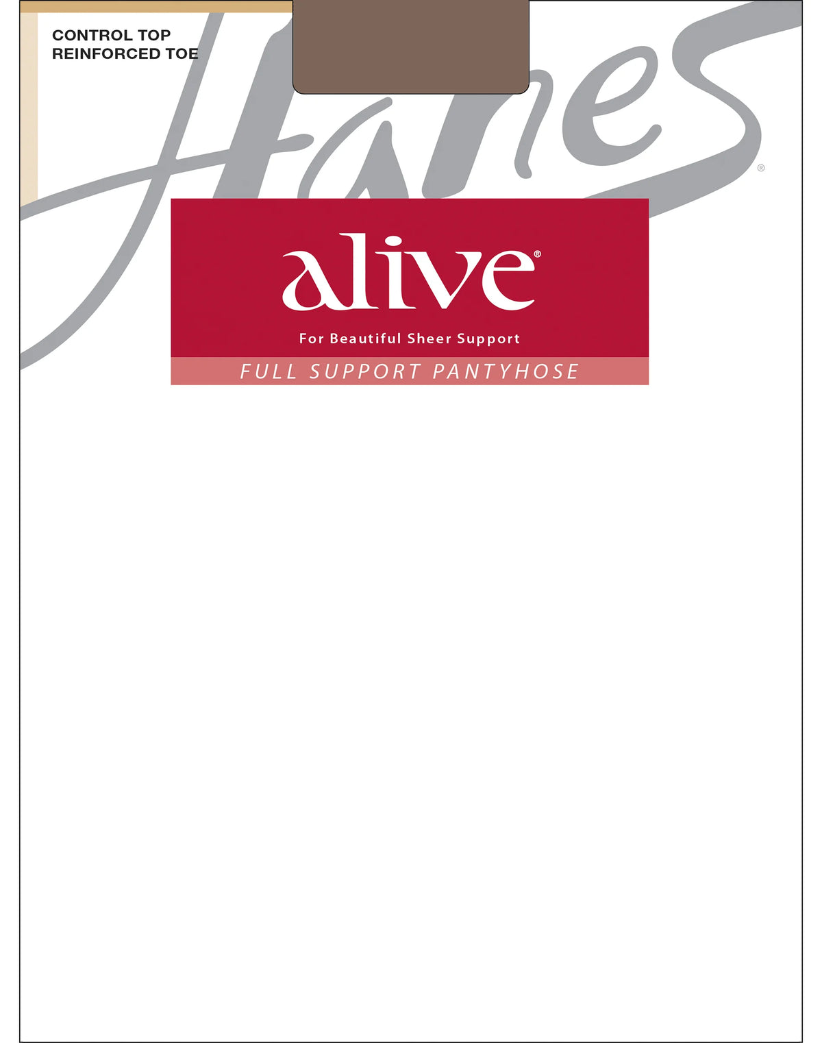 Hanes Alive Full Support Pantyhose with Control Top, Reinforced Toe