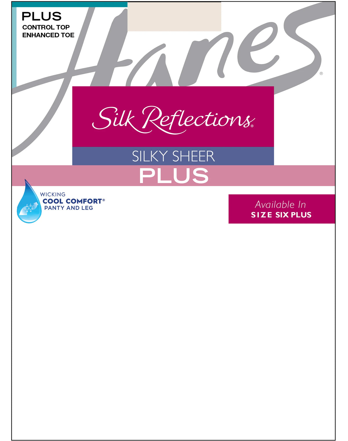 Hanes Silk Reflections Sheer Control Top Pantyhose, Enhanced Toe (Plus Size)