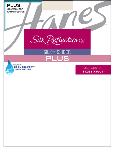 Hanes Silk Reflections Sheer Control Top Pantyhose, Enhanced Toe (Plus Size)