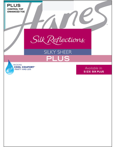 Hanes Silk Reflections Sheer Control Top Pantyhose, Enhanced Toe (Plus Size)