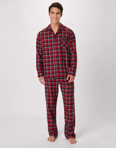 Hanes Men's Flannel Pajama Set, Button Down