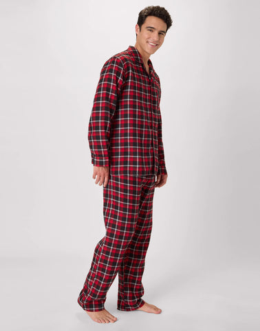 Hanes Men's Flannel Pajama Set, Button Down