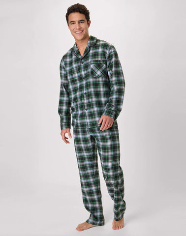 Hanes Men's Flannel Pajama Set, Button Down