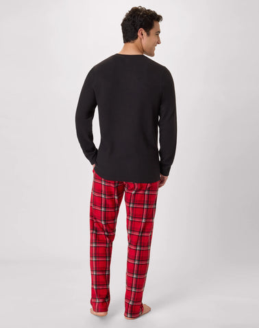 Hanes Men's Micro Fleece Pajama Set, Plaid Print