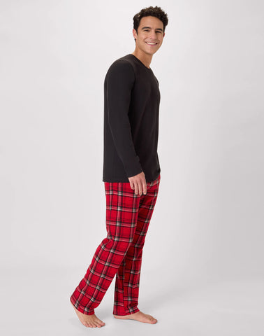 Hanes Men's Micro Fleece Pajama Set, Plaid Print