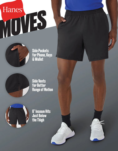 Hanes Moves Men's Performance Shorts, 6
