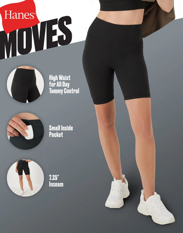 Hanes Moves Women's Bike Shorts with Internal Pocket, 7.25