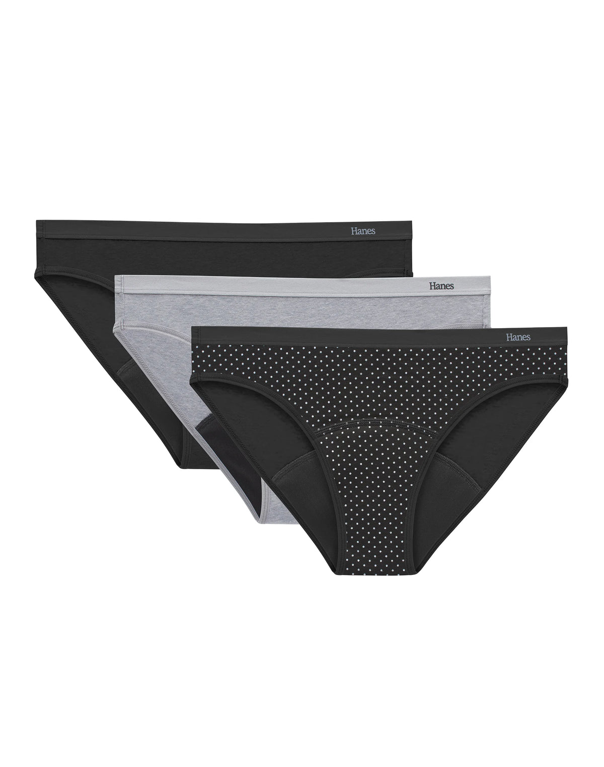 Hanes Comfort, Period. Bikini Period Underwear, Super Leaks, 3-Pack