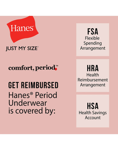 Hanes Just My Size Comfort, Period. Brief Period Underwear, Super Leaks, 2-Pack (PLUS SIZES)