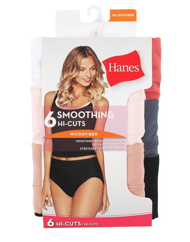 Hanes Women's Microfiber Smoothing Hi-Cut Underwear, 6-Pack