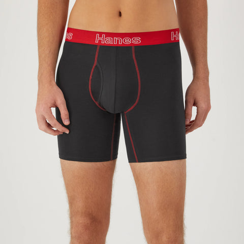 Hanes Men's Stretch Cotton Boxer Brief Underwear, Comfort Flex Fit, 6-Pack