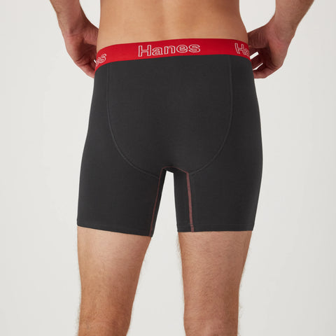 Hanes Men's Stretch Cotton Boxer Brief Underwear, Comfort Flex Fit, 6-Pack