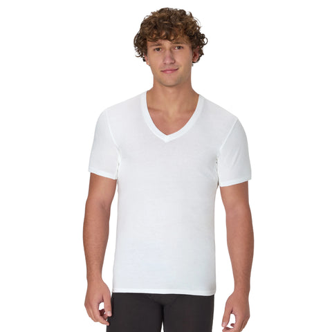 Hanes Men's Sweat Block V-Neck Tee, White, 3-Pack