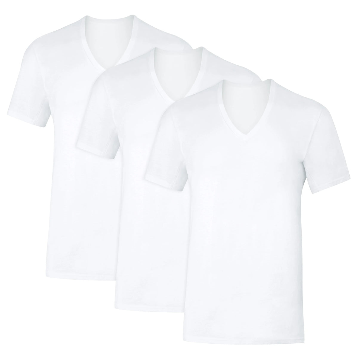 Hanes Men's Sweat Block V-Neck Tee, White, 3-Pack
