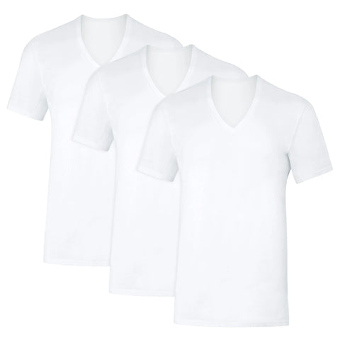 Hanes Men's Sweat Block V-Neck Tee, White, 3-Pack