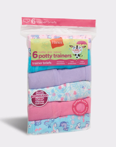 Hanes Toddler Girls' Potty Trainer Brief Underwear, 6-Pack