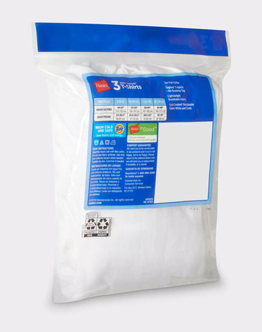 Hanes Toddler Boys' Crewneck Undershirt, White, 3-Pack