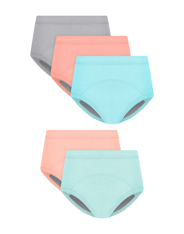 Hanes Confident Nights Toddler Girls' Heavy Absorbency Underwear Briefs, 5-Pack, Potty Training Underwear, Solids