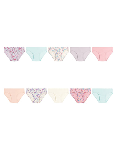 Hanes Pure Comfort Toddler Girls' Cotton Hipster Underwear, 10-Pack