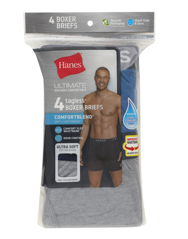 Hanes Ultimate Men's ComfortBlend Boxer Brief Underwear, 4-Pack