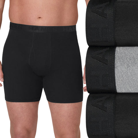 Hanes Ultimate Big Men's ComfortBlend Boxer Brief Underwear, Black/Grey, 3-Pack (Big & Tall Sizes)