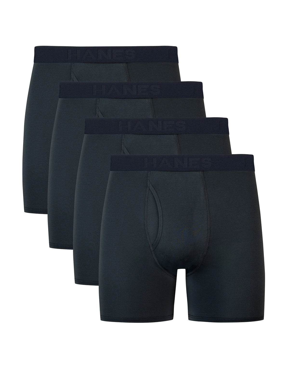 Hanes Ultimate Comfort Sport Men's Performance Stretch Boxer Brief Underwear, Black, 4-Pack